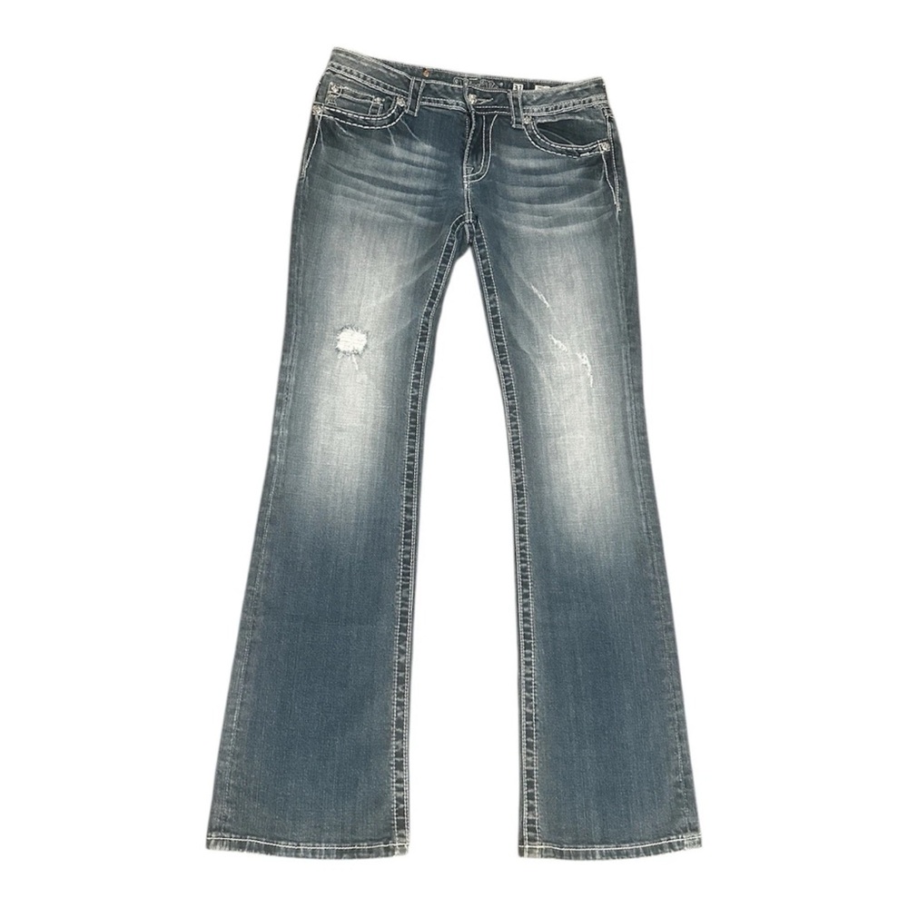 Miss Me Jeans Womens 31 Bootcut Acid Wash Blue Embellished Denim JP5854B